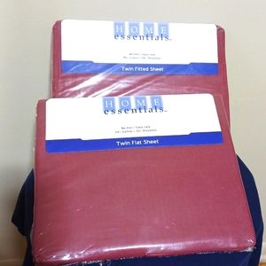 HOME ESSENTIALS SHEETS TWIN SIZE FLAT TOP AND FITTED BOTTOM
